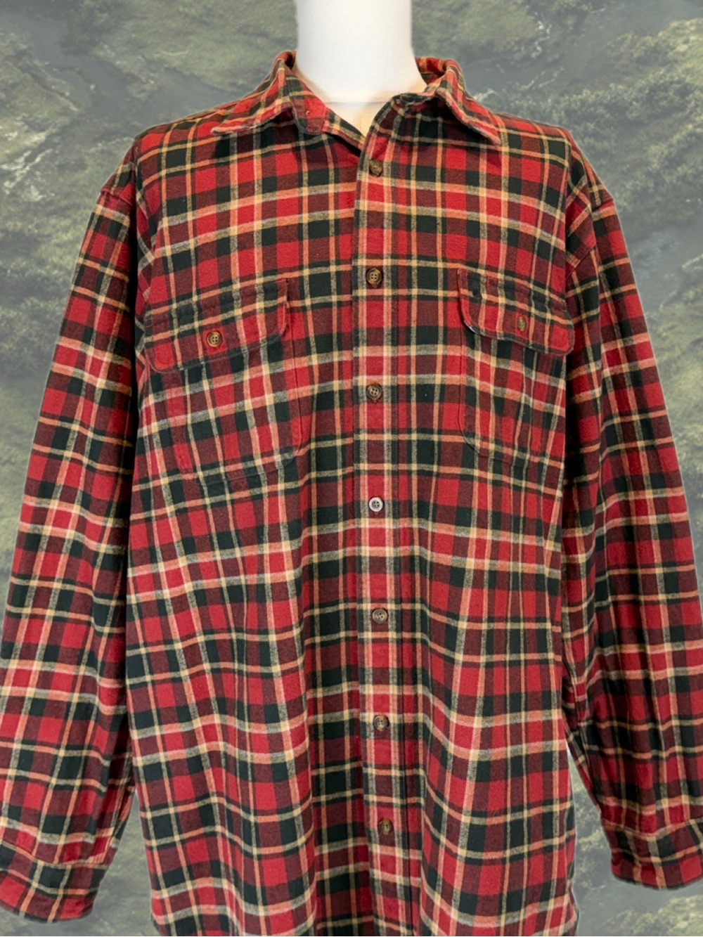 Carhartt plaid flannel heavyweight button down shirt 100% cotton‎ 2XL tall red